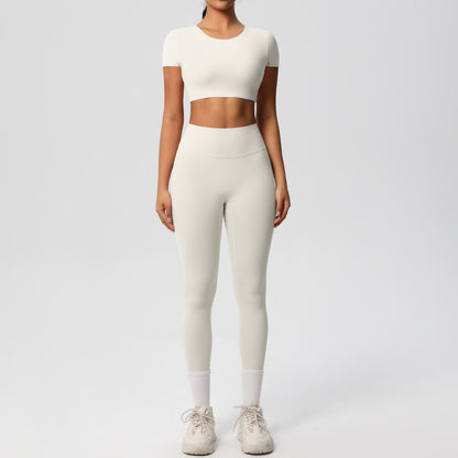 SOLBANA Form Sculpt Tee 2-Piece Legging Set in Ivory