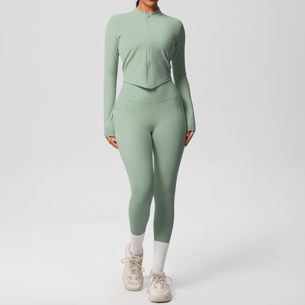 SOLBANA Form Zip Jacket 2-Piece Pant Set in Green