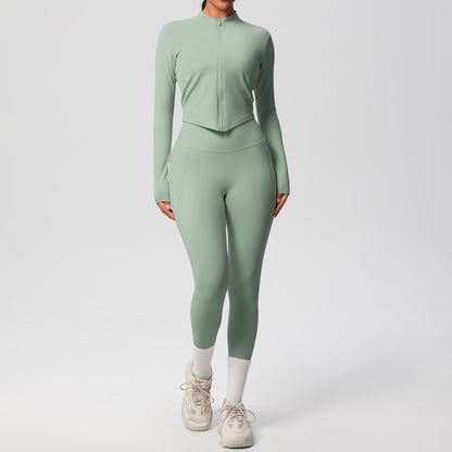 SOLBANA Form Zip Jacket 2-Piece Pant Set in Green