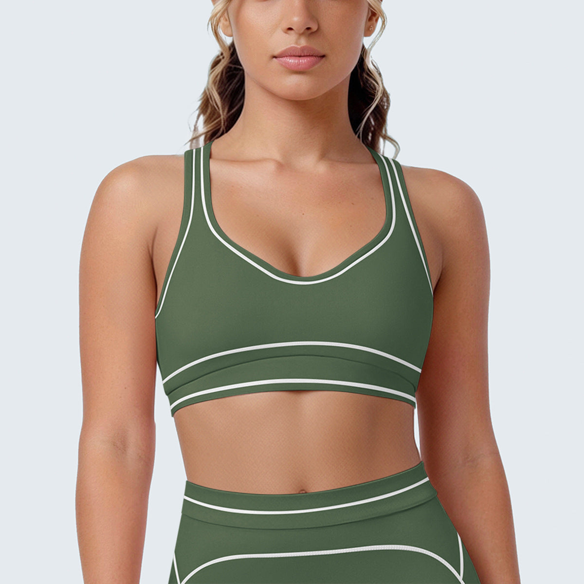 SOLBANA Contour Contrast U-Back Bra in Olive