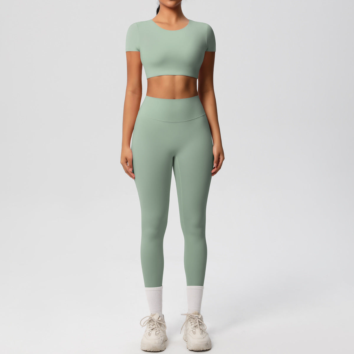 SOLBANA Form Sculpt Tee 2-Piece Legging Set in Green