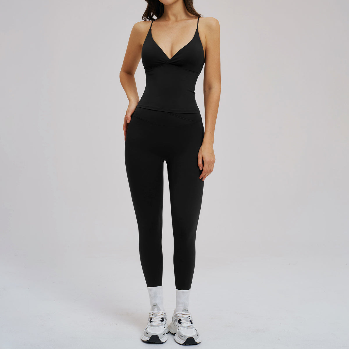 SOLBANA Studio Ruched Cutout Set in Black