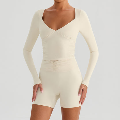 SOLBANA Studio Deep-V Long Sleeve in Apricot