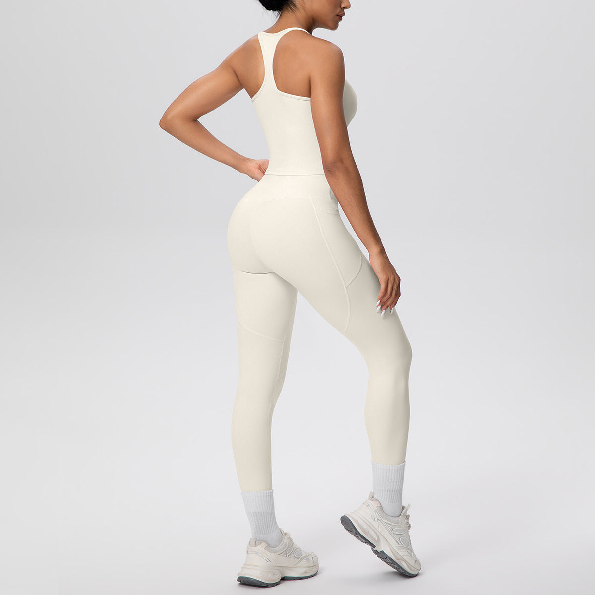 SOLBANA Form Pocket 2-Piece Legging Set in Ivory