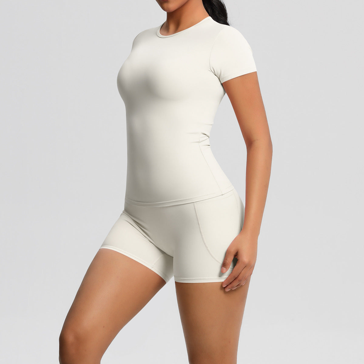 SOLBANA Form Pocket 2-Piece Short Set in Light Ivory