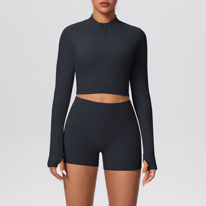 SOLBANA Studio Thumbhole Zip Short Set - alternate product view