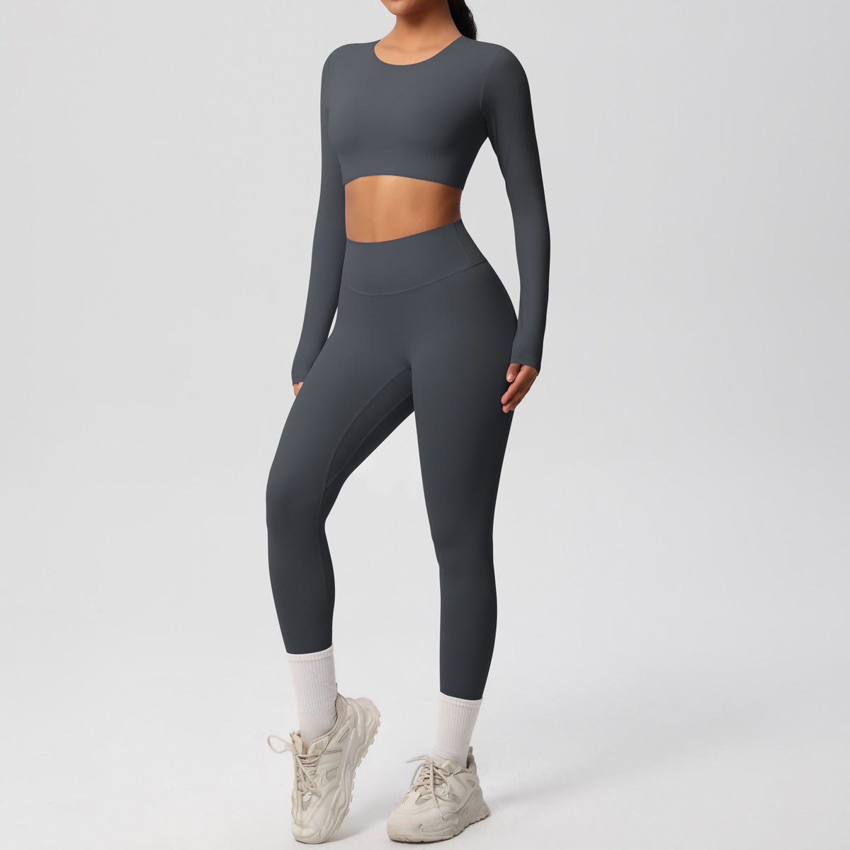 SOLBANA Form Long-Sleeve 2-Piece Legging Set in Gray