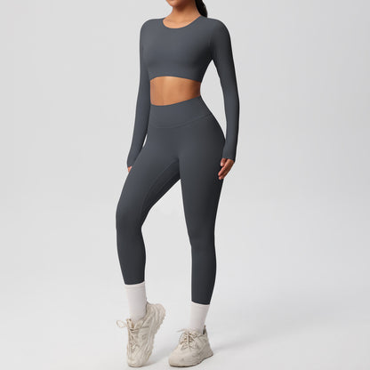 SOLBANA Form Long-Sleeve 2-Piece Legging Set in Gray