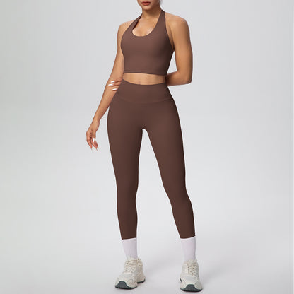 SOLBANA Studio Halter 2-Piece Pant Set in Chestnut