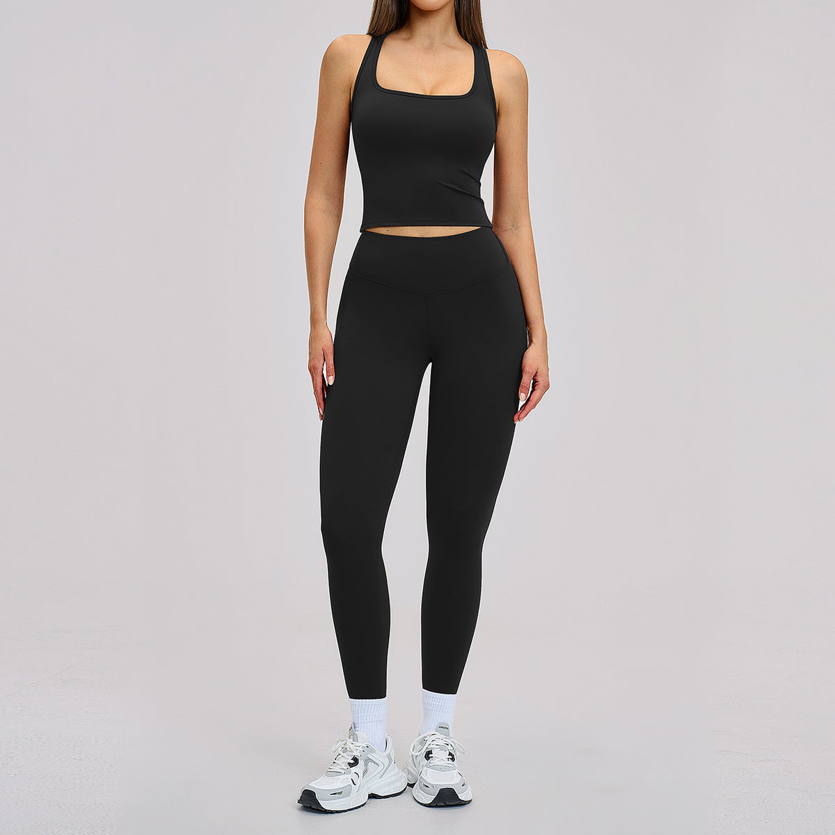 SOLBANA Studio Sculpt Crossback 2-Piece Legging Set in Black