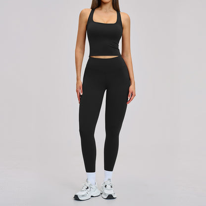 SOLBANA Studio Sculpt Crossback 2-Piece Legging Set in Black