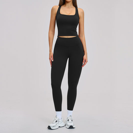 SOLBANA Studio Sculpt Crossback 2-Piece Legging Set in Black