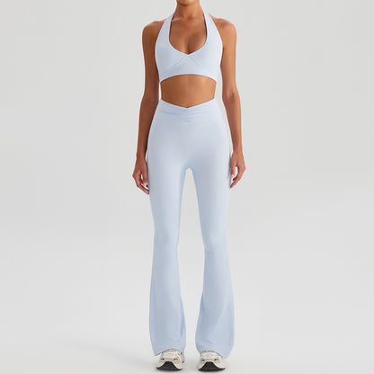 SOLBANA Studio Halter 2-Piece Set - Powder Blue bra and flare pants