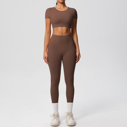 SOLBANA Form Sculpt Tee 2-Piece Legging Set in Chestnut