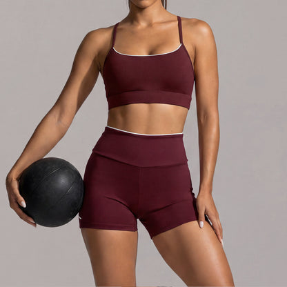 SOLBANA Riviera Contrast 2-Piece Short Set in Burgundy