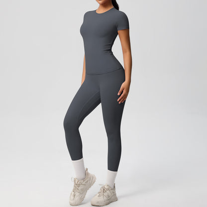 SOLBANA Form Tee 2-Piece Legging Set in Gray
