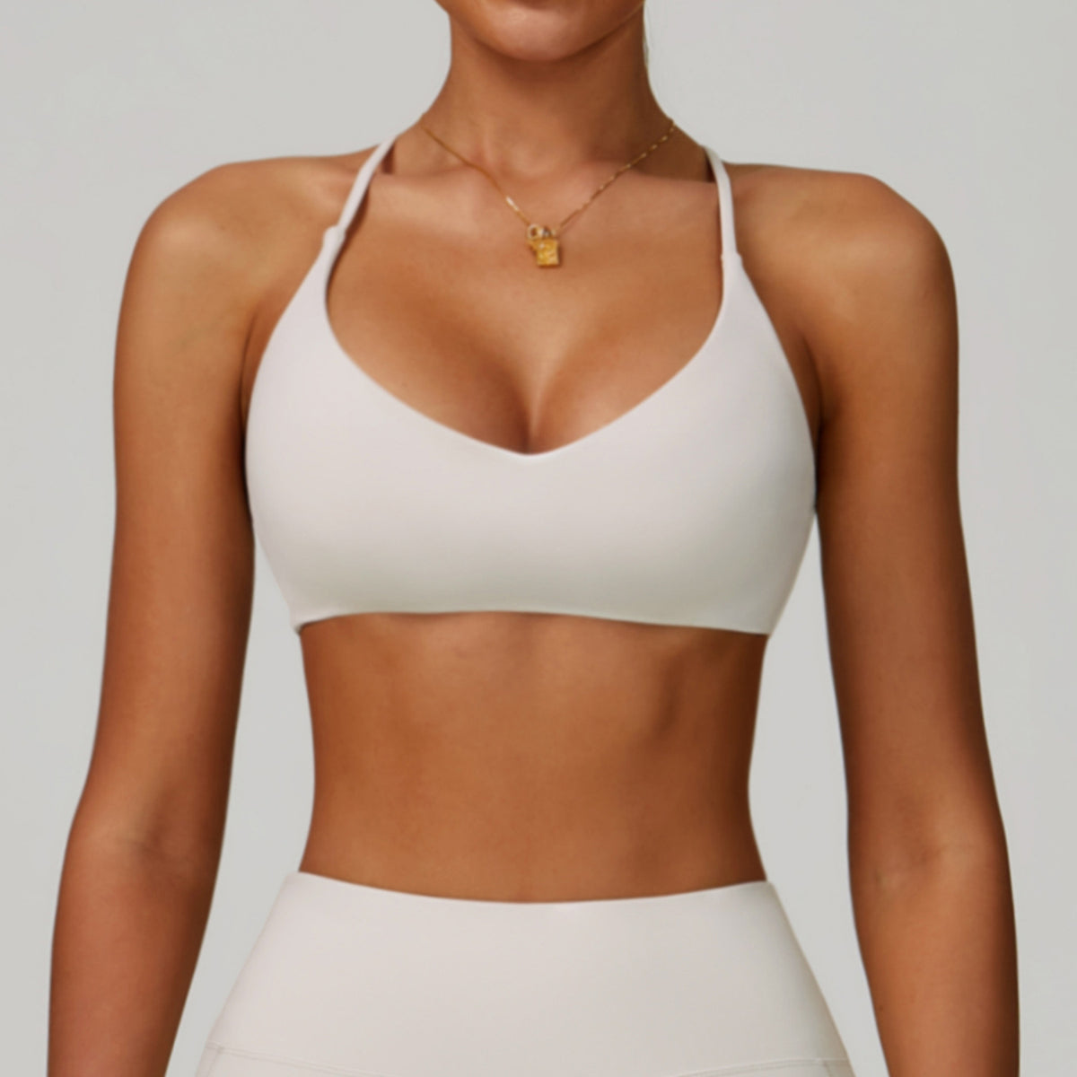 SOLBANA Studio Lace-Up Bra in Ivory