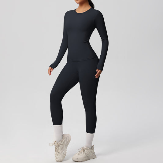 SOLBANA Studio Long-Sleeve Pocket Legging Set in Black