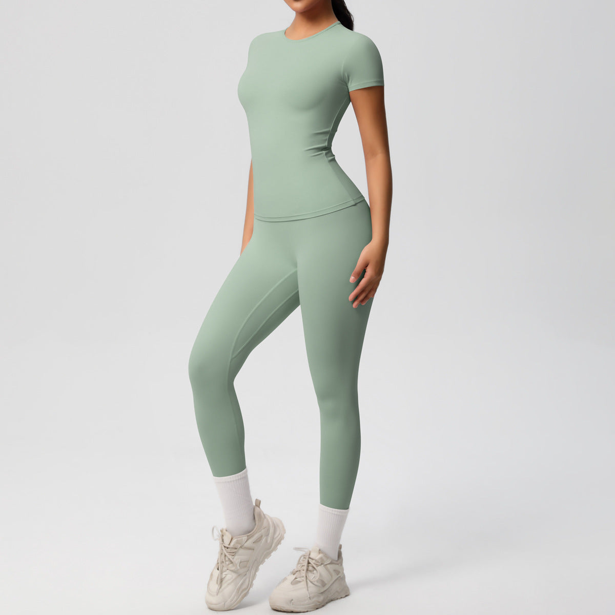 SOLBANA Form Tee 2-Piece Legging Set in Green
