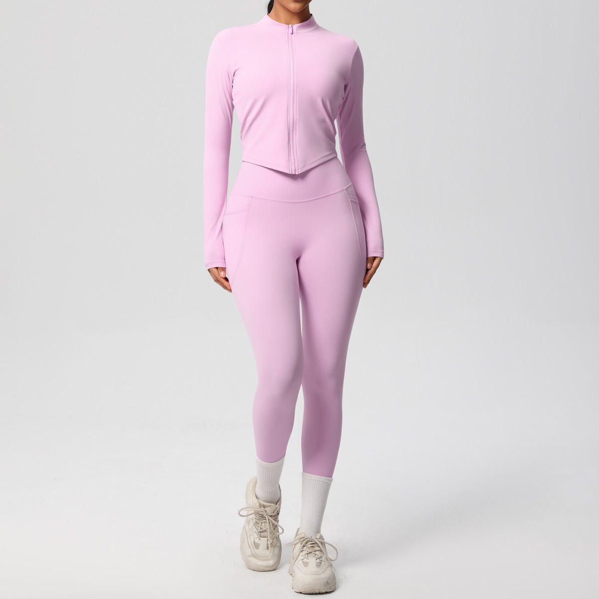 SOLBANA Form Zip Jacket 2-Piece Pant Set in Pink