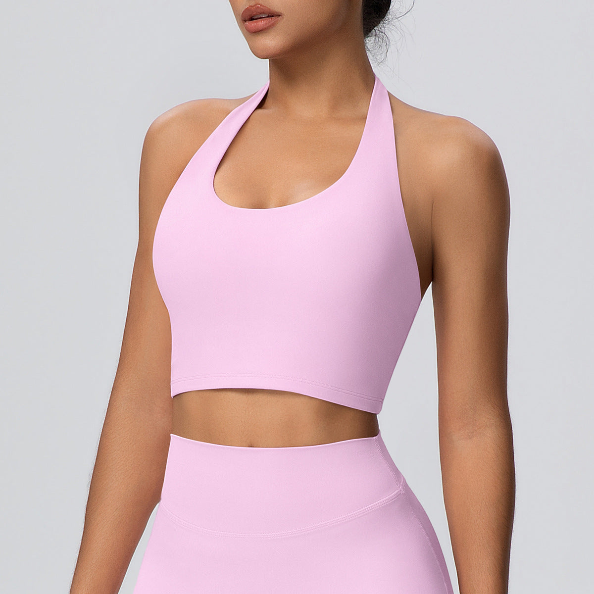 SOLBANA Studio Open-Back Halter Bra in Blush