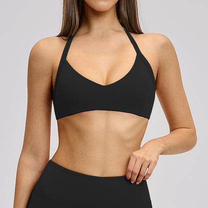 SOLBANA Form Open-Back Halter Bra in Midnight