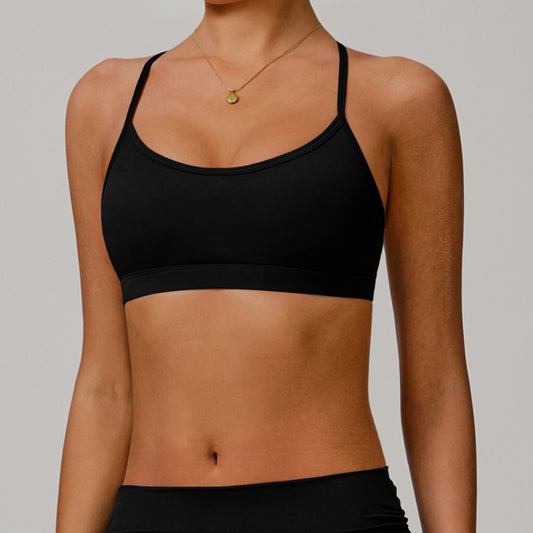 SOLBANA Form Linen Crossback Bra in Black