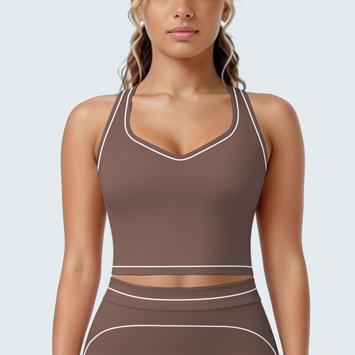 SOLBANA Contour H-Back Tank in Brown