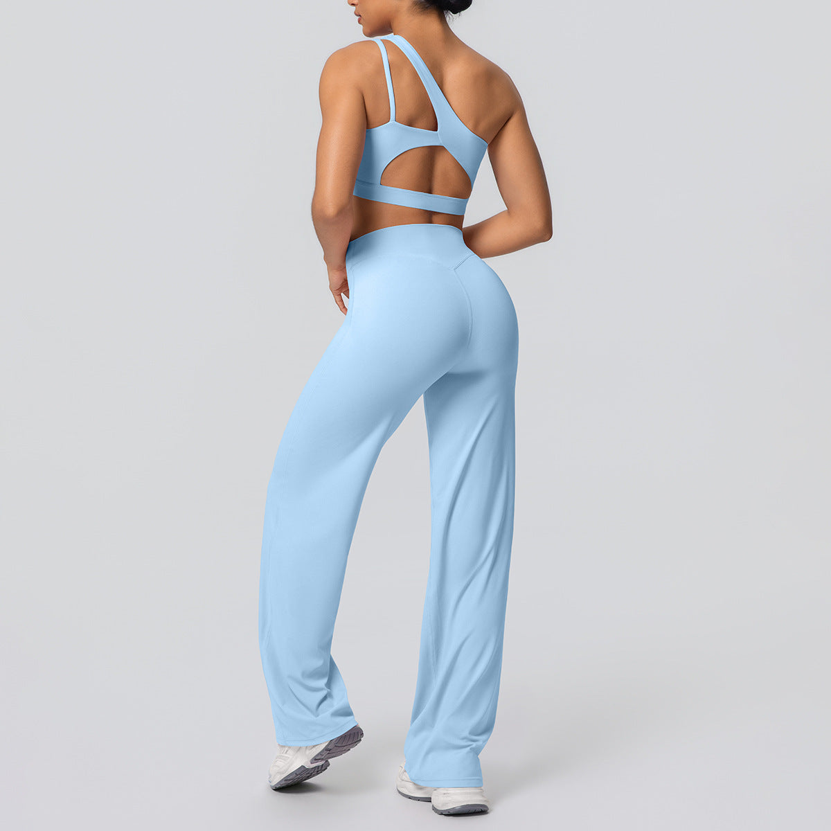 SOLBANA Studio Asymmetric 2-Piece Straight-Pant Set in Sky Blue