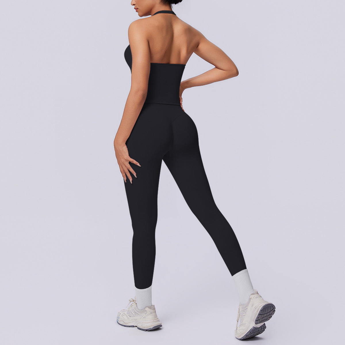 SOLBANA Studio Seamless Halter Set in Black