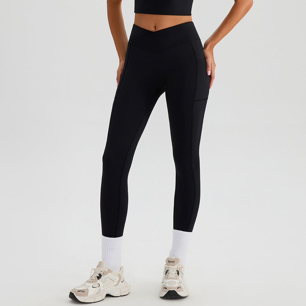SOLBANA Form Cross-Waist Pocket Legging in Black