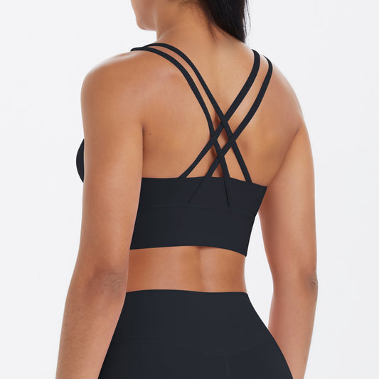 SOLBANA Form Double-Strap Crossback Bra in Black