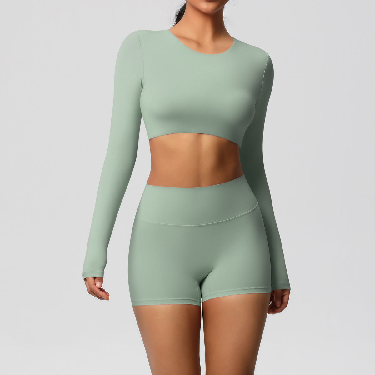SOLBANA Studio Brushed 2-Piece Short Set in Green