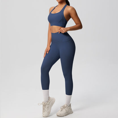 SOLBANA Studio Cutout 2-Piece Legging Set in Blue