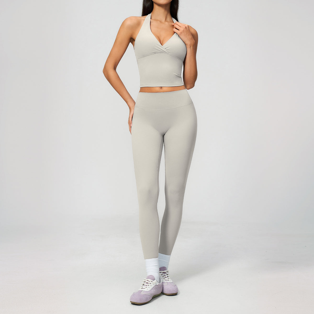 SOLBANA Studio Deep-V Halter 2-Piece Legging Set colour option view