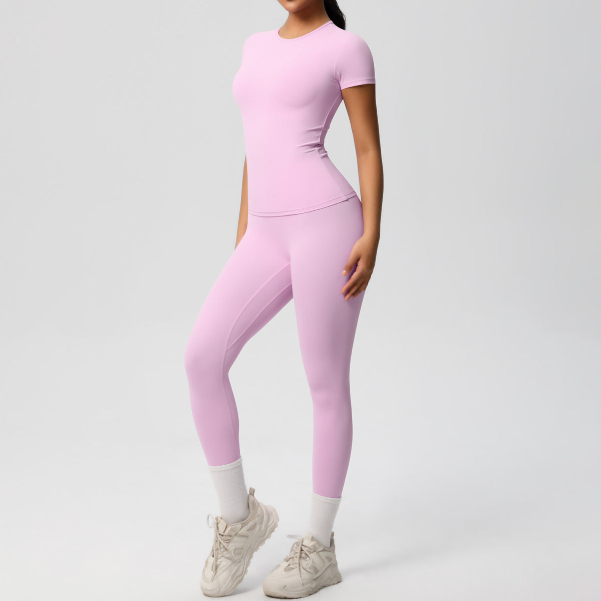 SOLBANA Form Tee 2-Piece Legging Set in Pink