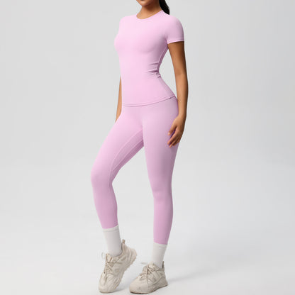 SOLBANA Form Tee 2-Piece Legging Set in Pink