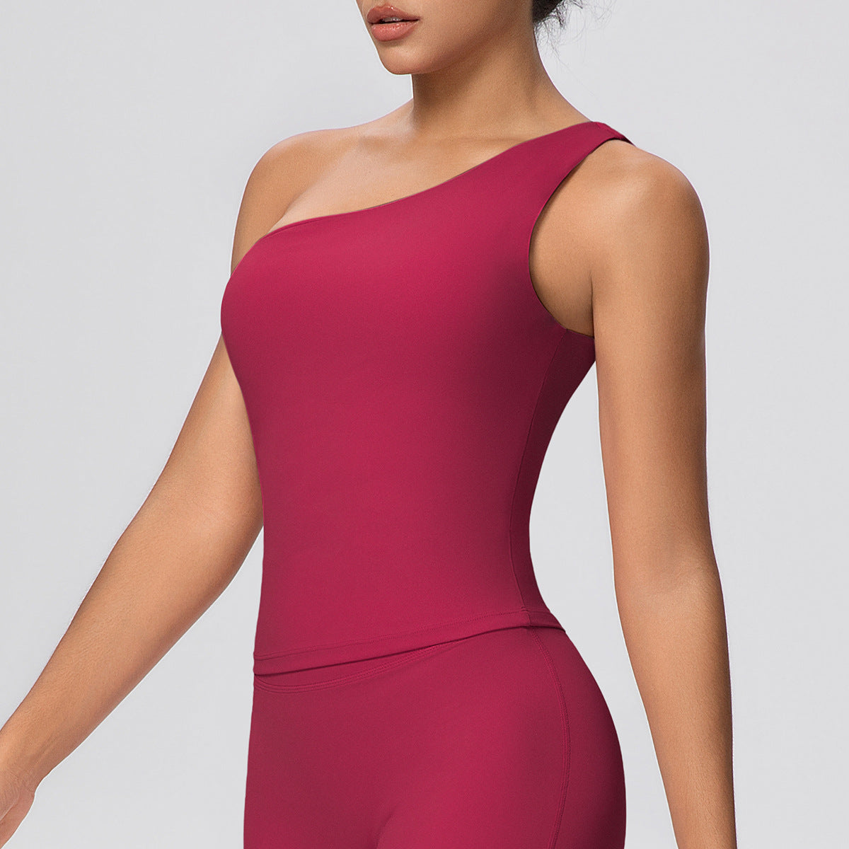 SOLBANA Studio One-Shoulder Tank in Red