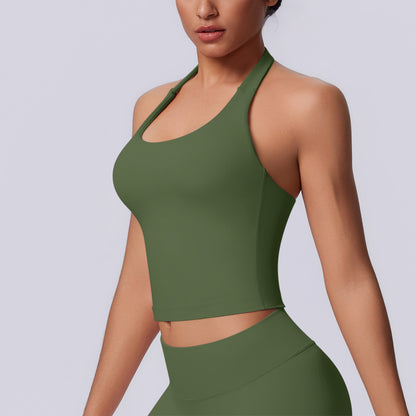 SOLBANA Studio Halter Tank in Olive Green