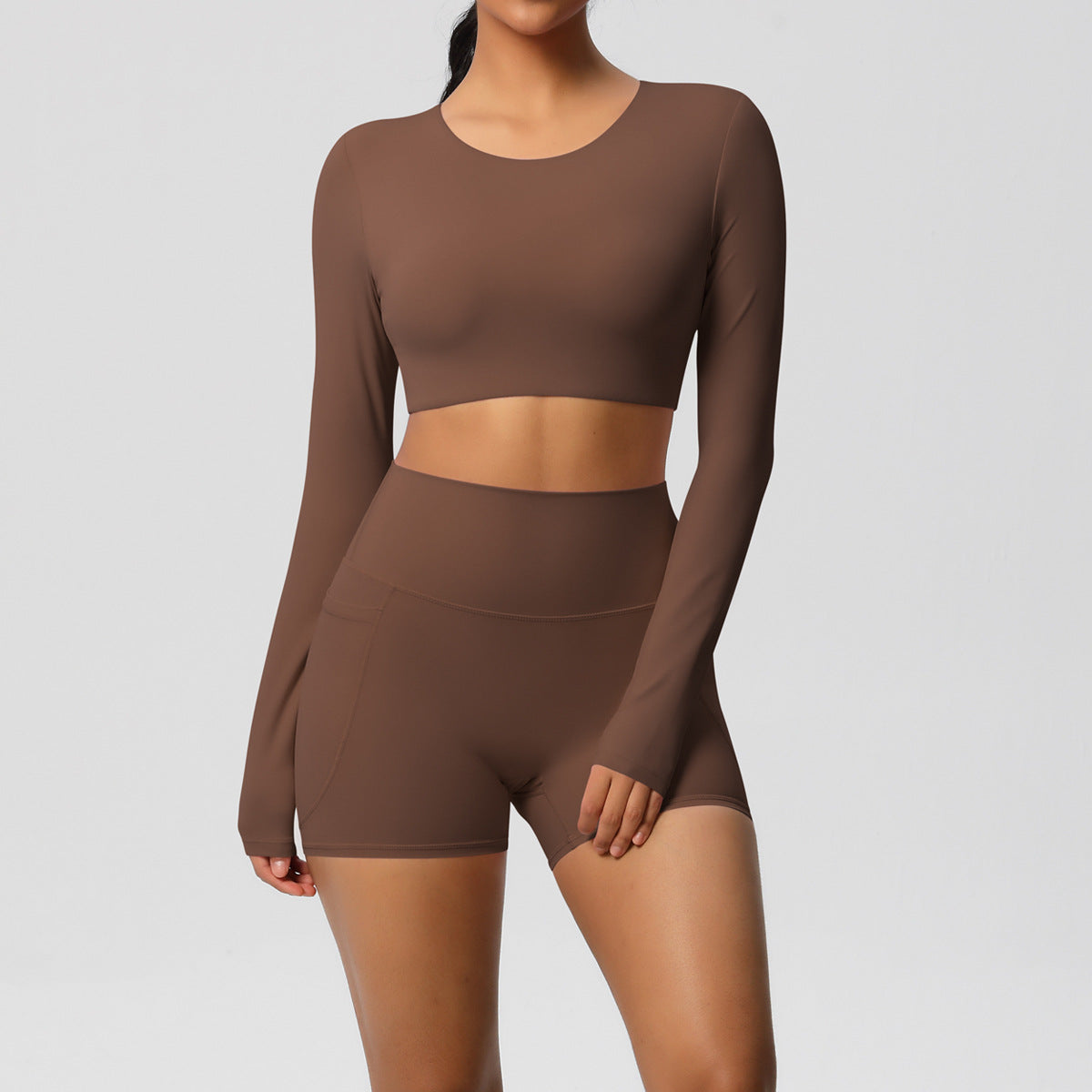 SOLBANA Studio Pocket Long-Sleeve 2-Piece Short Set - alternate product view