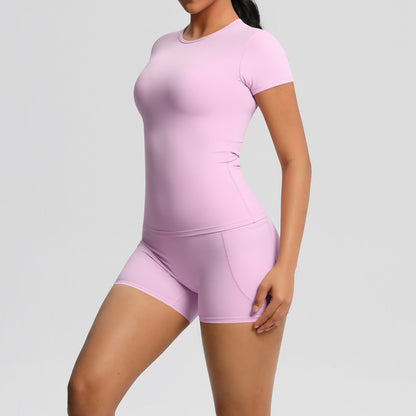 SOLBANA Form Pocket 2-Piece Short Set in Pink