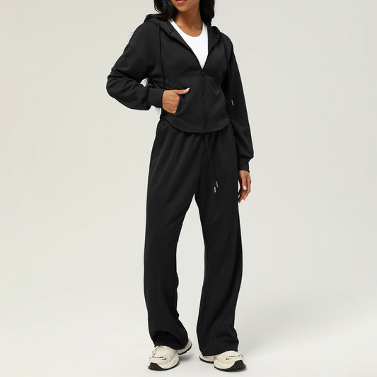 SOLBANA Off-Duty Hoodie 2-Piece Pant Set in Black