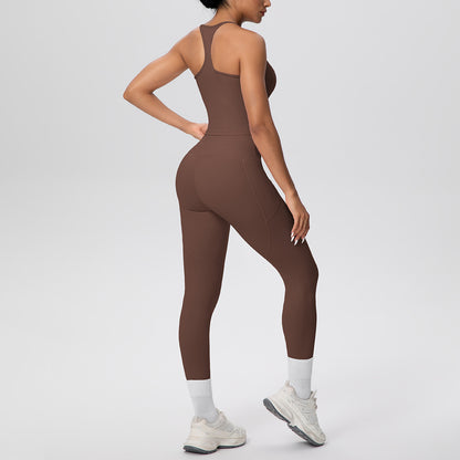 SOLBANA Form Pocket 2-Piece Legging Set in Chestnut