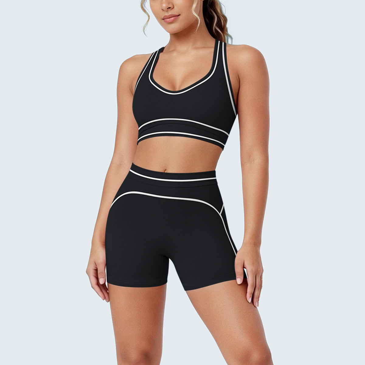 SOLBANA Contour Contrast Short Set in After Dark