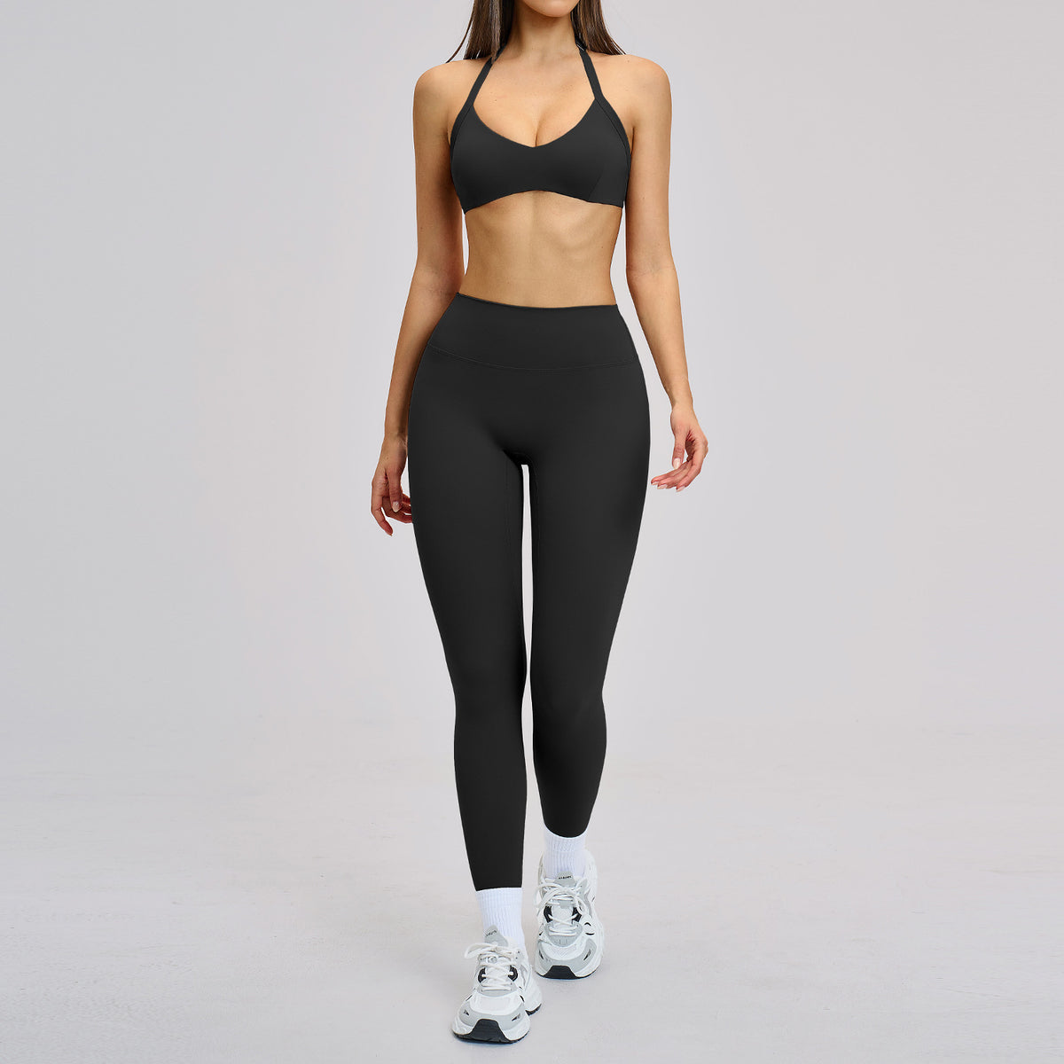 SOLBANA Studio Cutout Halter Set in Black