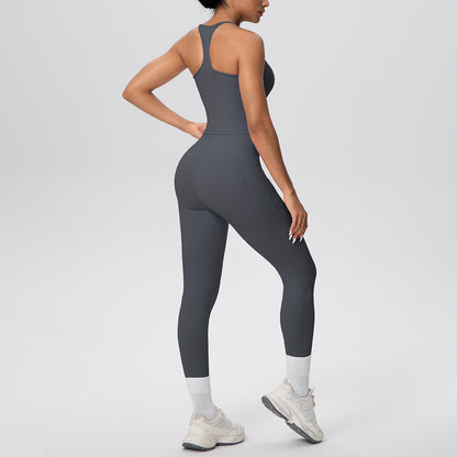 SOLBANA Form Pocket 2-Piece Legging Set in Gray