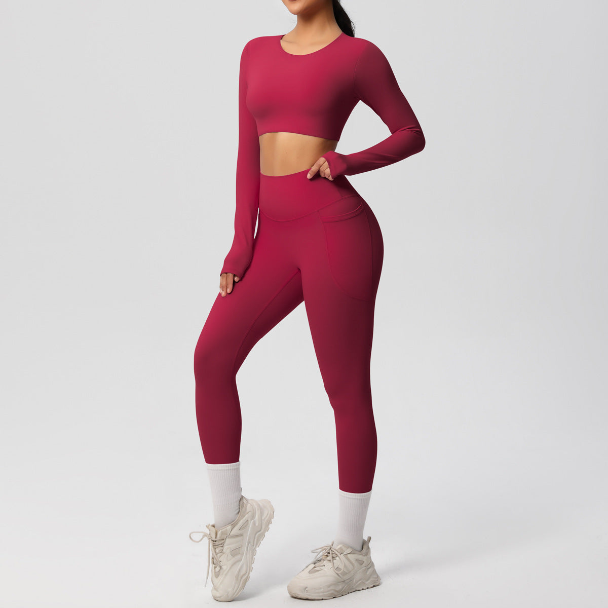 SOLBANA Studio Brushed 2-Piece Legging Set in Red