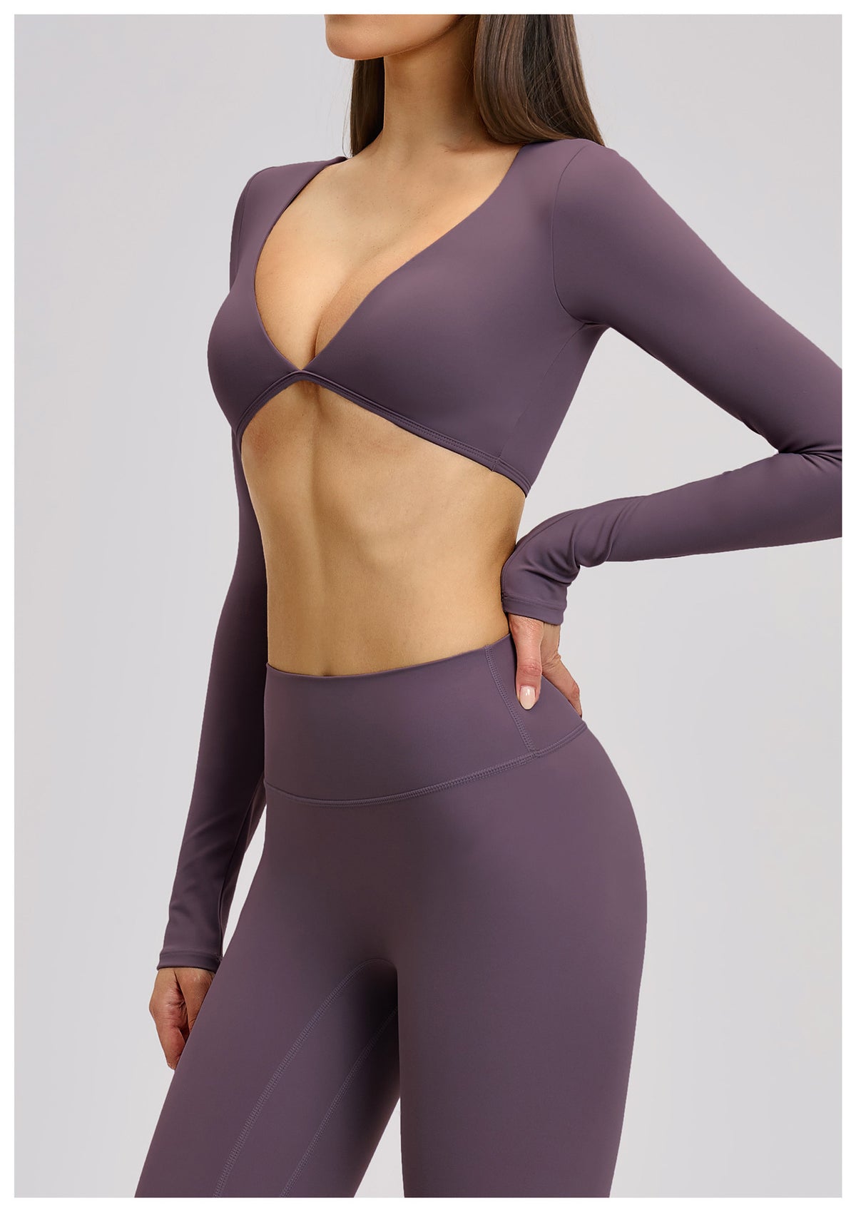 SOLBANA Studio Cropped V-Neck Long Sleeve - alternate product view