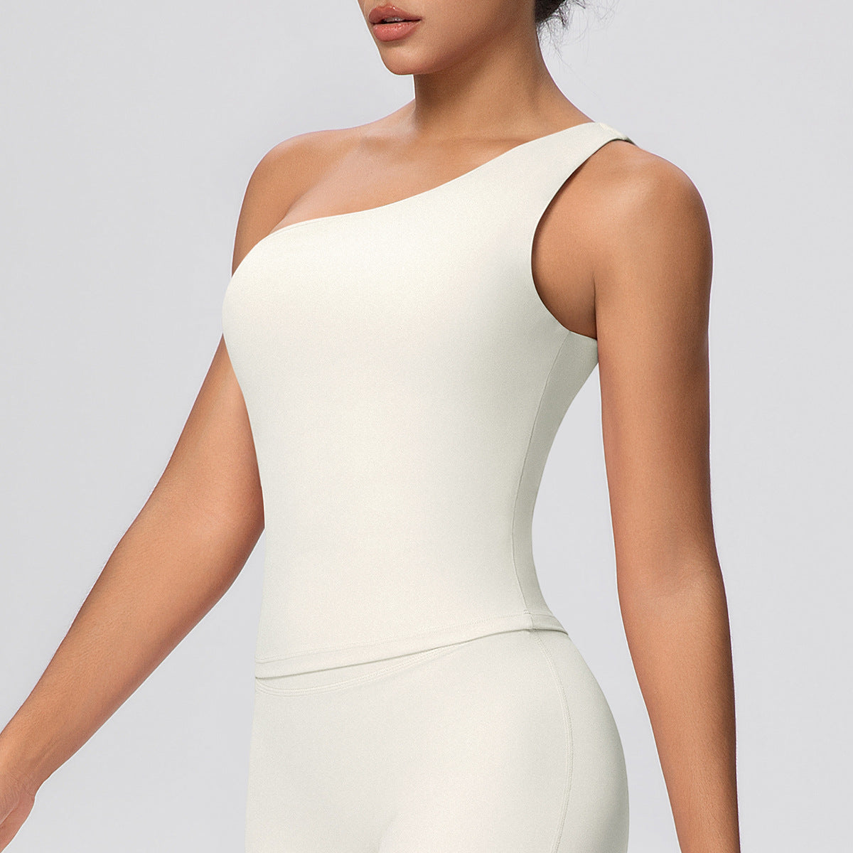 SOLBANA Studio One-Shoulder Tank in Light Ivory
