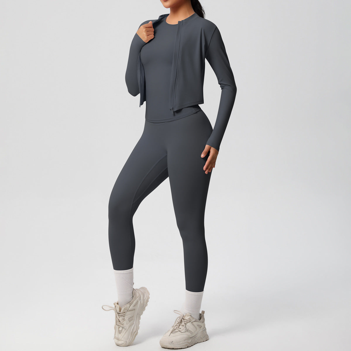 SOLBANA Studio Tee 3-Piece Pant Set in grey